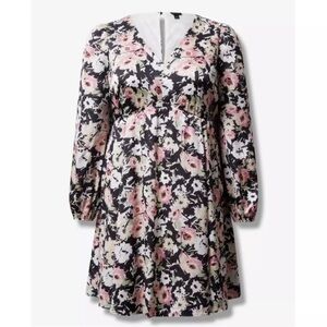 New Torrid 3 Mini Bubble Charmeuse Floral Babydoll Dress 14-16 1x lined silky